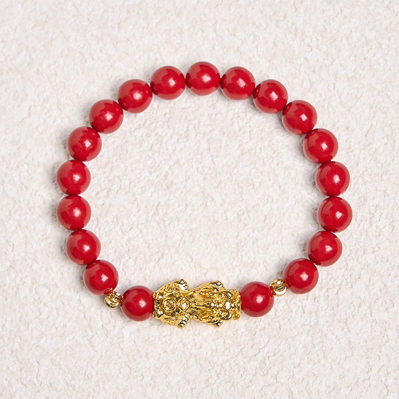 Pulsera PiXiu de cinabrio con Buddha Stones y bendición de la calma