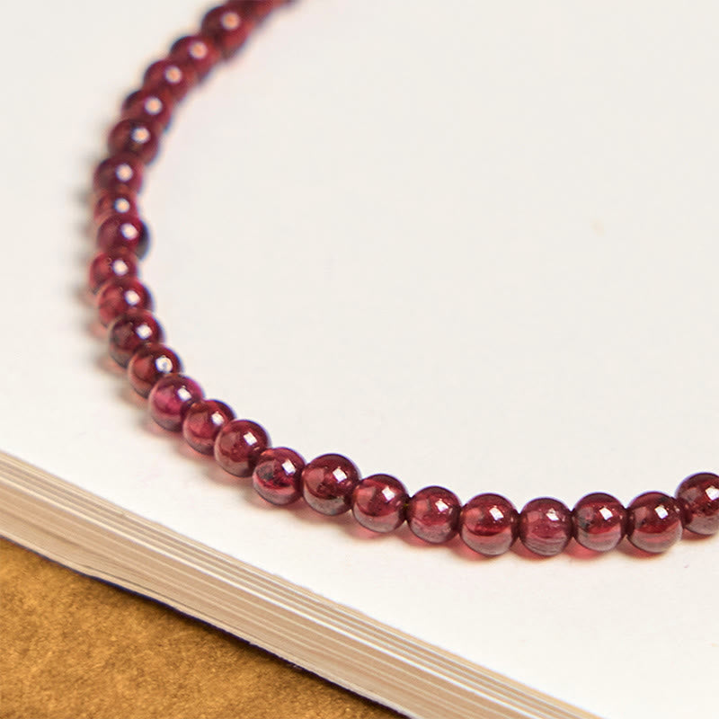 Pulsera multicapa de purificación con flor PiXiu y cuentas de granate natural de 3 mm de Buddha Stones