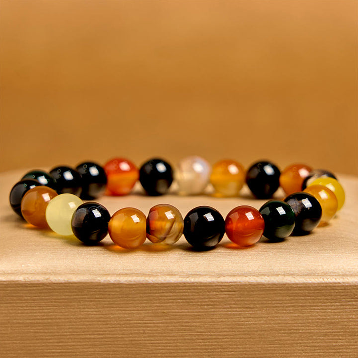 Pulsera de armonía de ágata calcedonia natural y colorida con Buddha Stones