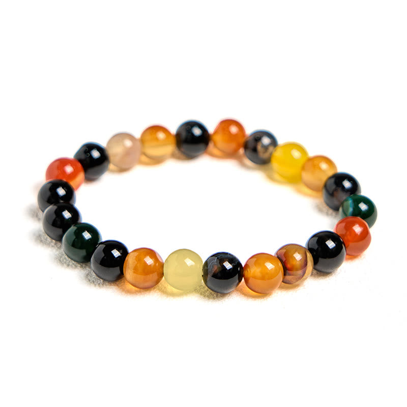 Pulsera de armonía de ágata calcedonia natural y colorida con Buddha Stones