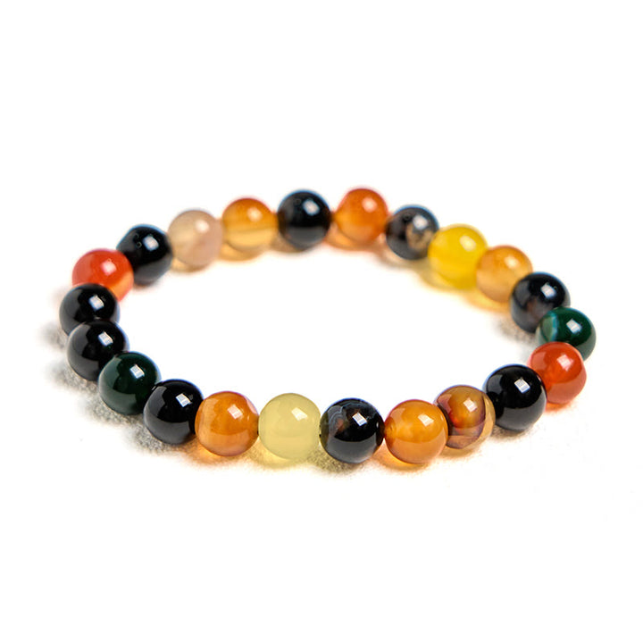 Pulsera de armonía de ágata calcedonia natural y colorida con Buddha Stones