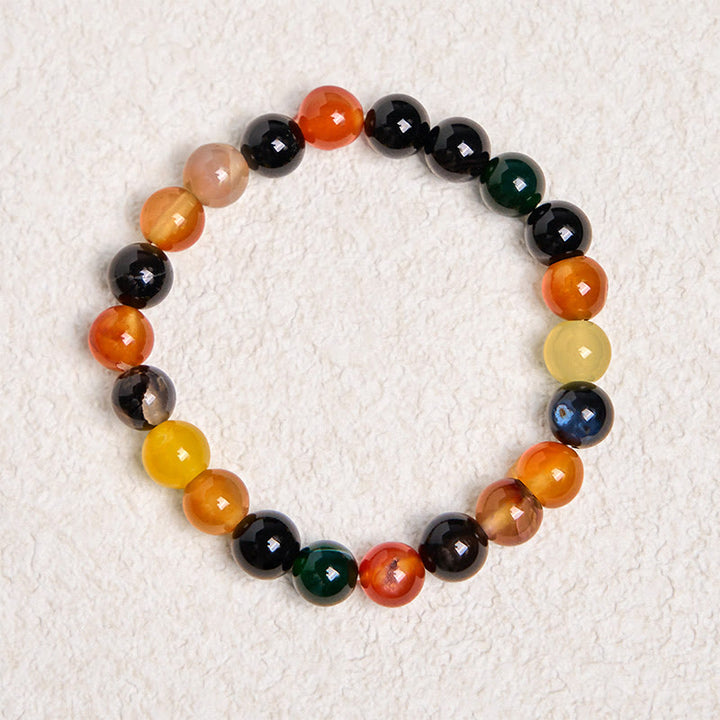Pulsera de armonía de ágata calcedonia natural y colorida con Buddha Stones