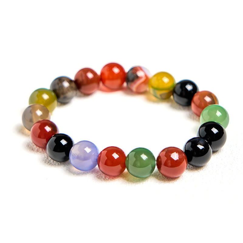 Pulsera de armonía de ágata calcedonia natural y colorida con Buddha Stones