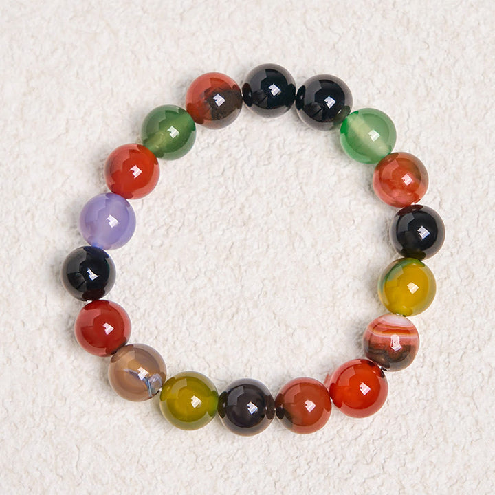 Pulsera de armonía de ágata calcedonia natural y colorida con Buddha Stones