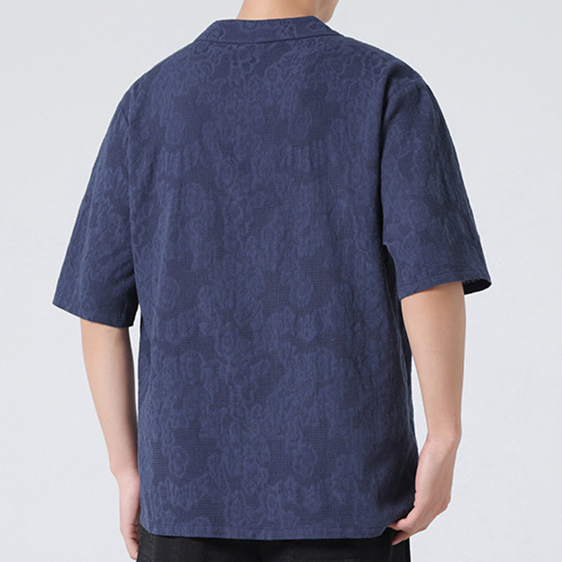 Camisa de lino y algodón de media manga para hombre, con cuello alto y botones de rana, estilo étnico desgastado con Buddha Stones , ropa de Tai Chi - image 9