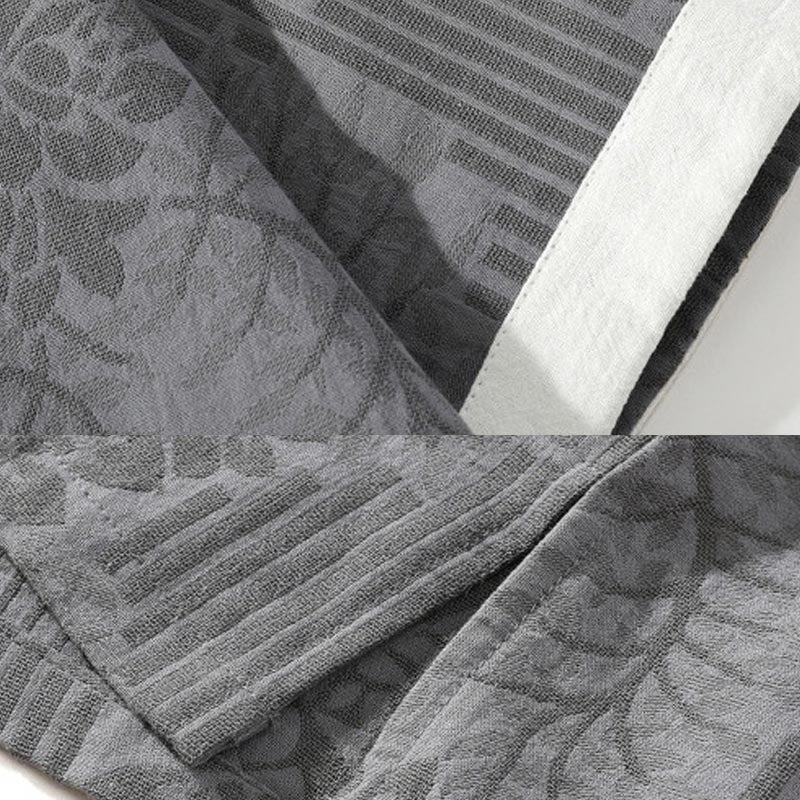 Camisa tipo cárdigan de algodón de media manga con cuello alto y estampado floral de jacquard con botones de rana para hombre, informal, de verano, con Buddha Stones - image 8