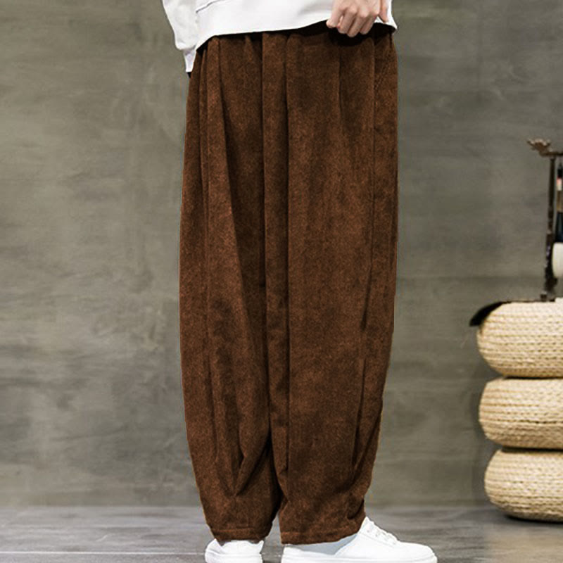 Pantalones bombachos casuales de algodón liso con bolsillos para hombre de Buddha Stones - image 32