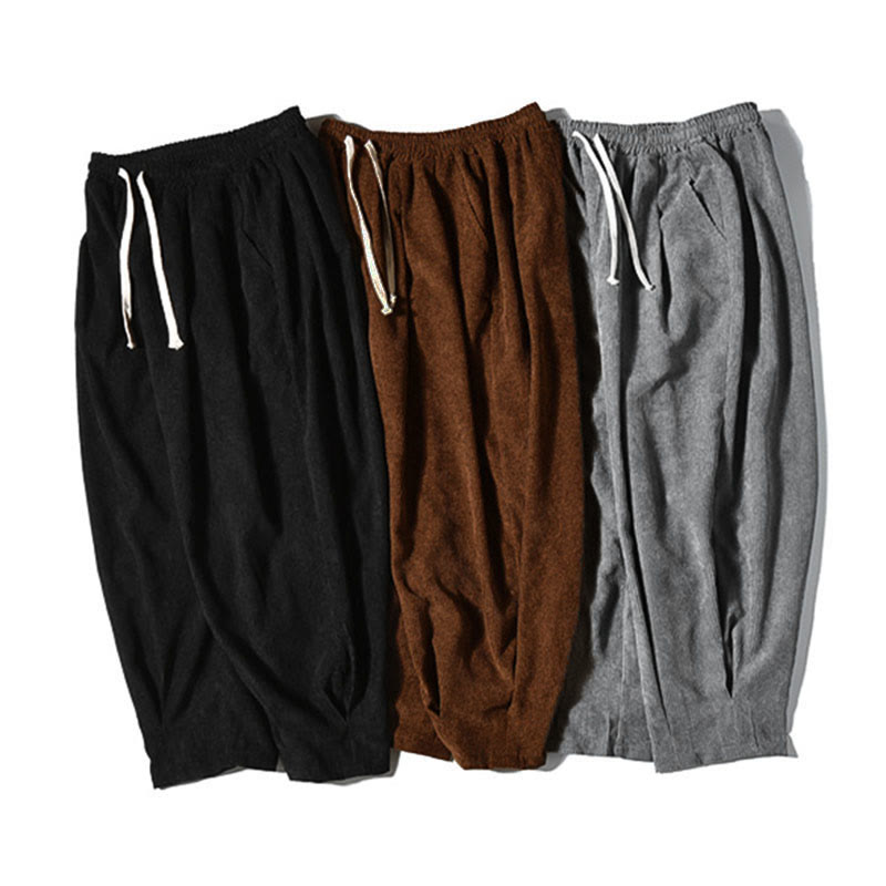 Pantalones bombachos casuales de algodón liso con bolsillos para hombre de Buddha Stones - image 41