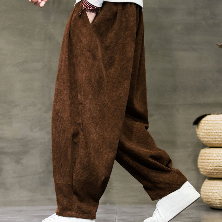 Pantalones bombachos casuales de algodón liso con bolsillos para hombre de Buddha Stones - image 31