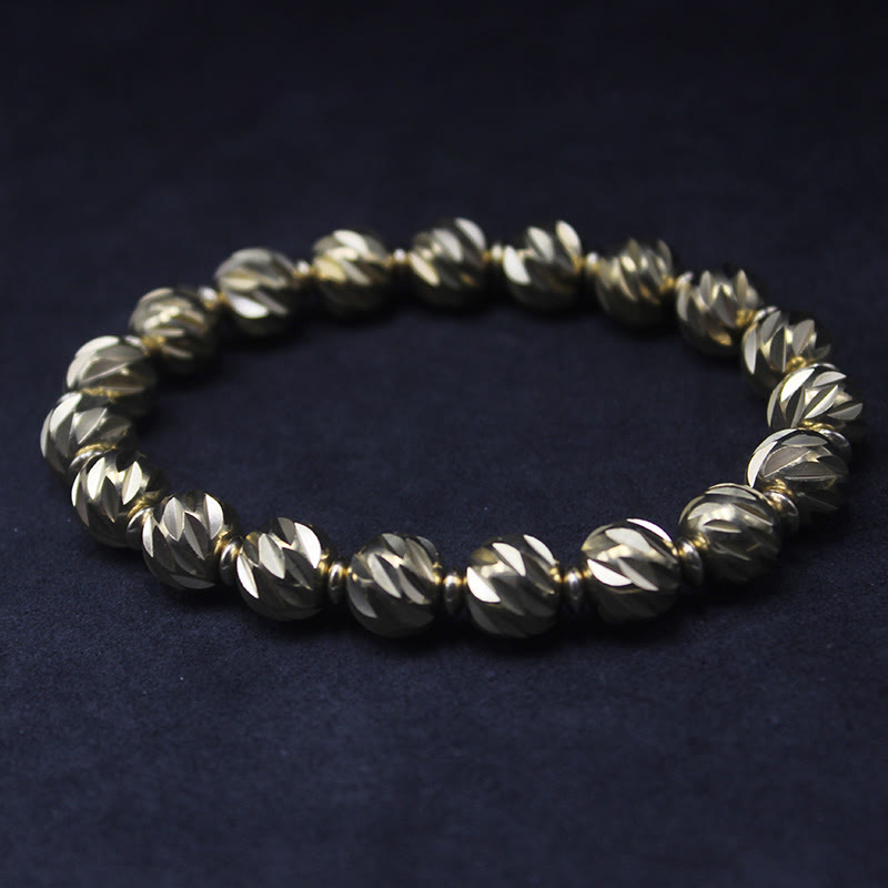 Pulsera de riqueza con cuentas de cobre y latón, con diseño de cuchillo tallado envejecido y Buddha Stones