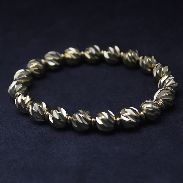Pulsera de riqueza con cuentas de cobre y latón, con diseño de cuchillo tallado envejecido y Buddha Stones