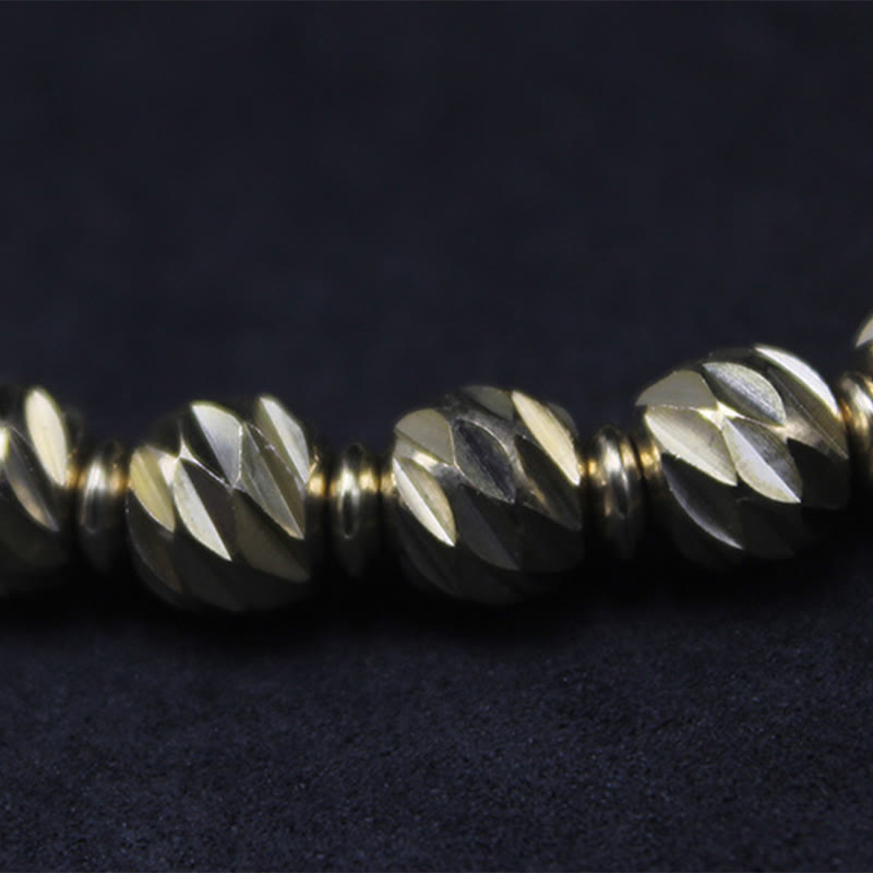 Pulsera de riqueza con cuentas de cobre y latón, con diseño de cuchillo tallado envejecido y Buddha Stones
