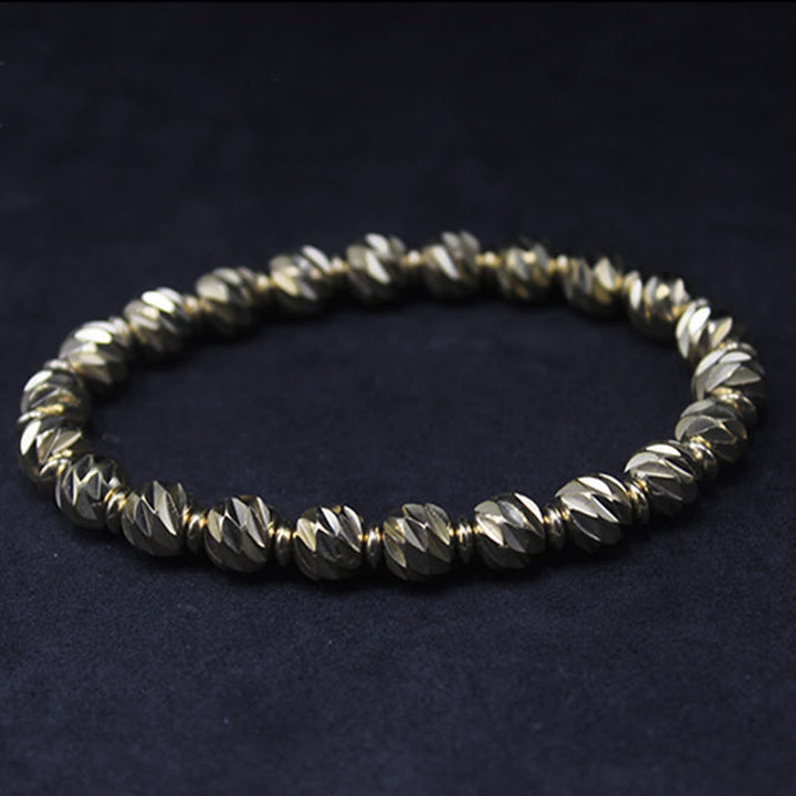Pulsera de riqueza con cuentas de cobre y latón, con diseño de cuchillo tallado envejecido y Buddha Stones