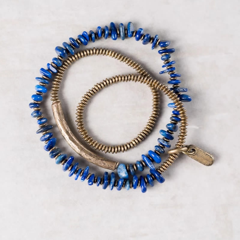 Pulsera de equilibrio de lazurita de triple vuelta con forma irregular de Buddha Stones