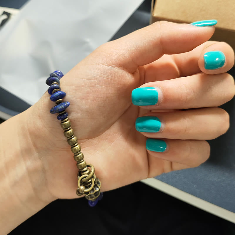 Pulsera positiva de lapislázuli con diseño vintage de Buddha Stones y forma irregular - image 11