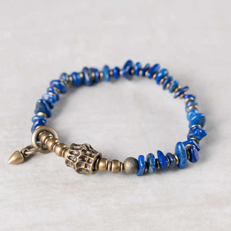 Pulsera positiva de lapislázuli con diseño vintage de Buddha Stones y forma irregular - image 2