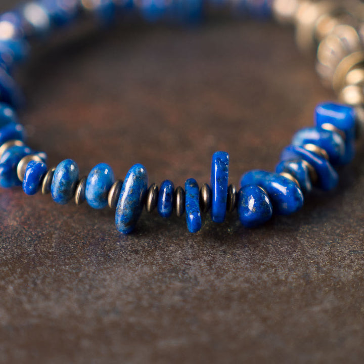 Pulsera positiva de lapislázuli con diseño vintage de Buddha Stones y forma irregular - image 7