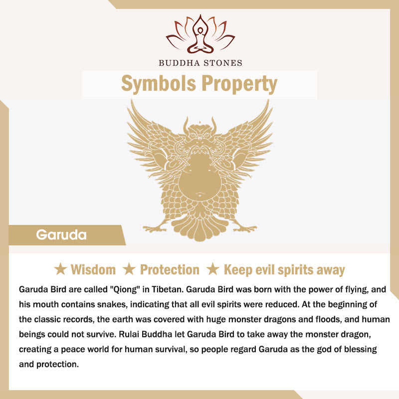 Pulsera de borlas protectoras talladas con garuda de hueso de camello tibetano y Buddha Stones