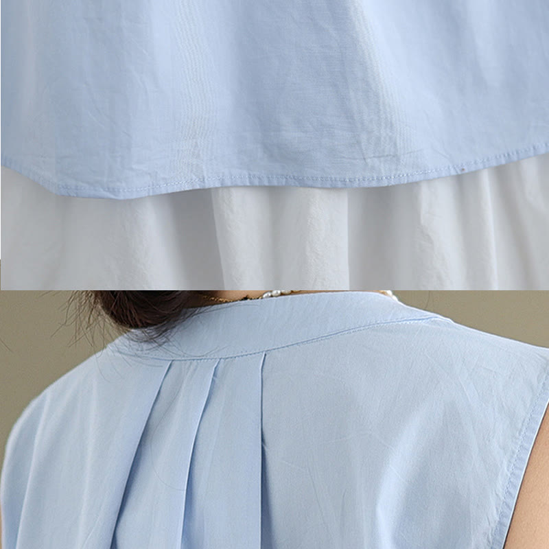 Chaleco de lino y algodón para mujer, sin mangas, con cuello halter, diseño plisado, color liso, con Buddha Stones, para verano - image 10