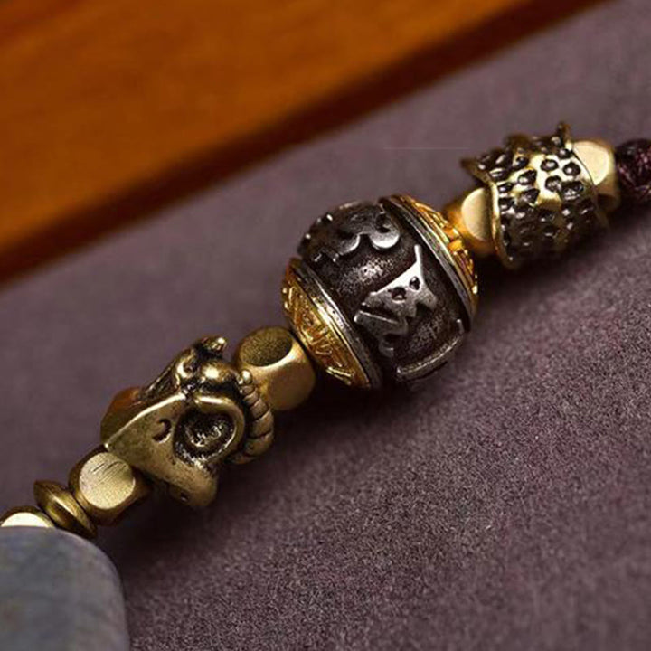Buddha Stones Tíbet Dzi Bead Om Mani Padme Hum Protección Collar Colgante - image 3