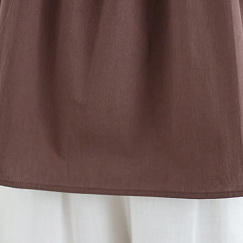 Chaleco de lino y algodón para mujer, diseño artístico de verano con Buddha Stones, color sólido, plisado y cuello redondo - image 8