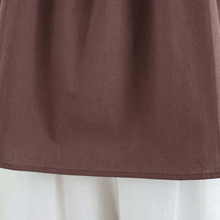 Chaleco de lino y algodón para mujer, diseño artístico de verano con Buddha Stones, color sólido, plisado y cuello redondo - image 8