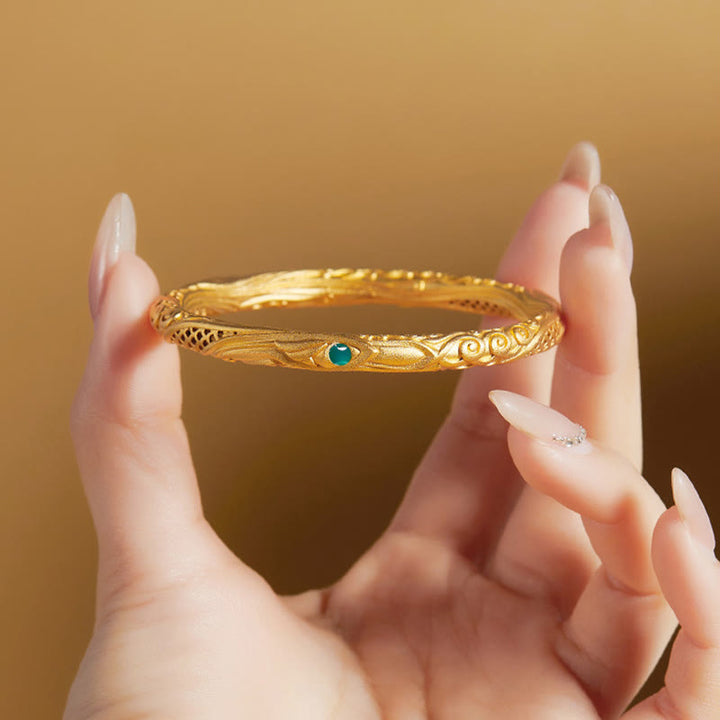 Buddha Stones Pulsera de bendición con diseño hueco de flor dorada de plata de ley 999 - image 3