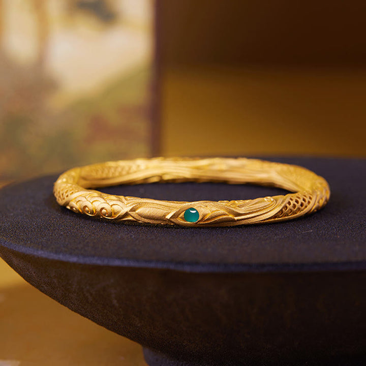 Buddha Stones Pulsera de bendición con diseño hueco de flor dorada de plata de ley 999 - image 1