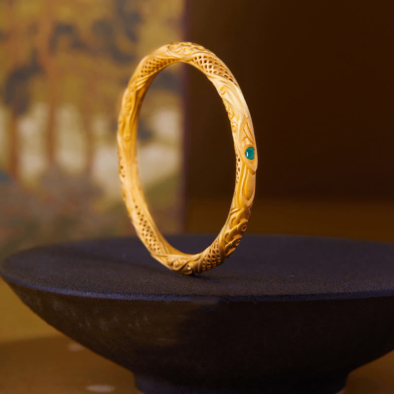 Buddha Stones Pulsera de bendición con diseño hueco de flor dorada de plata de ley 999 - image 2