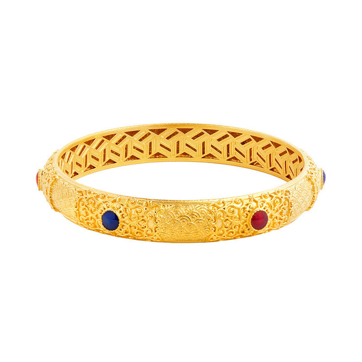 Pulsera de protección con diseño hueco de nubes doradas y Buddha Stones en plata de ley 925, 56 mm (2,20 pulgadas) - image 9