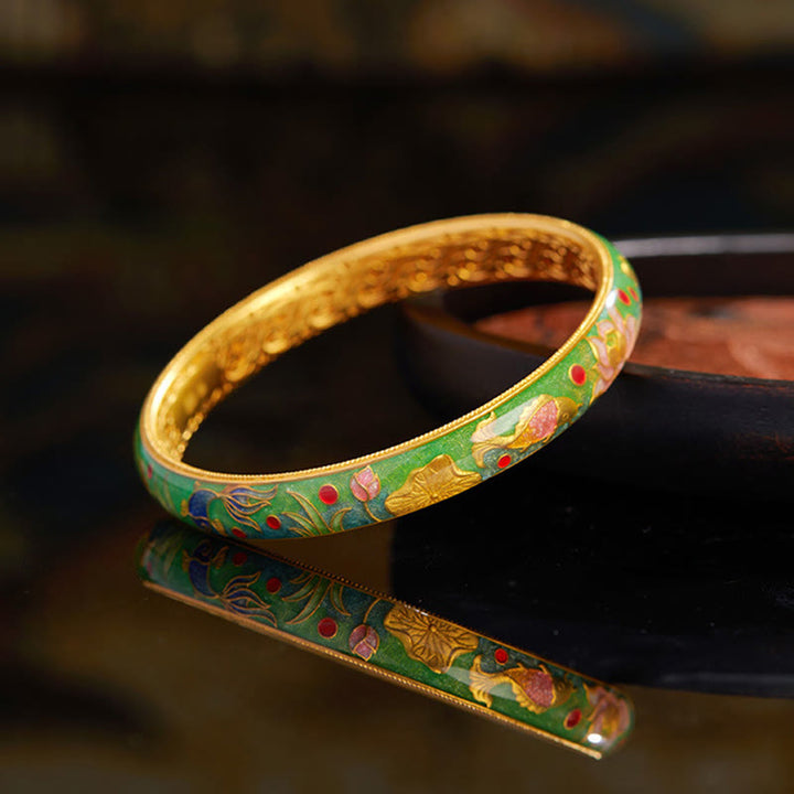 Pulsera de plata de ley 999 con diseño hueco de pez koi y loto , Buddha Stones, 58 mm (2,28 pulgadas) - image 1