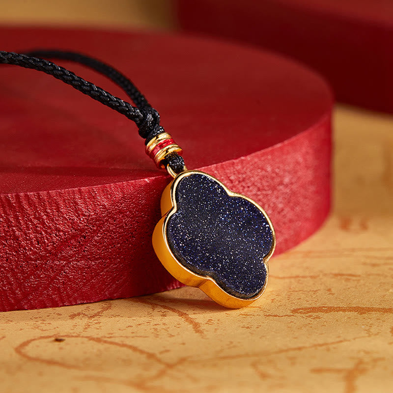 Collar con colgante de plata de ley 925 con Buddha Stones, flor de ciruelo, gato y trébol de cuatro hojas. - image 3