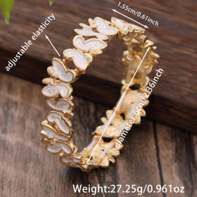 Pulsera elástica de aleación con diseño de mariposas coloridas y Buddha Stones