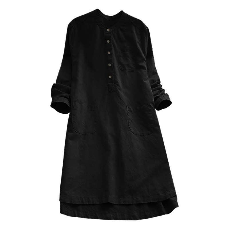 Camisa de mujer de manga larga con botones lisos y bolsillos Buddha Stones - image 13