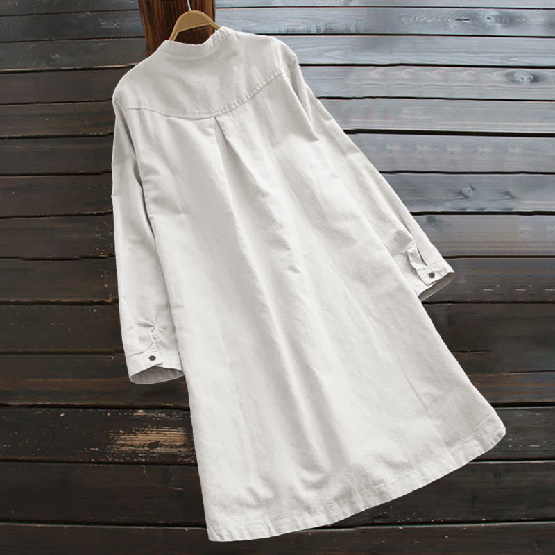 Camisa de mujer de manga larga con botones y bolsillos, con estampado de Buddha Stones. - image 1