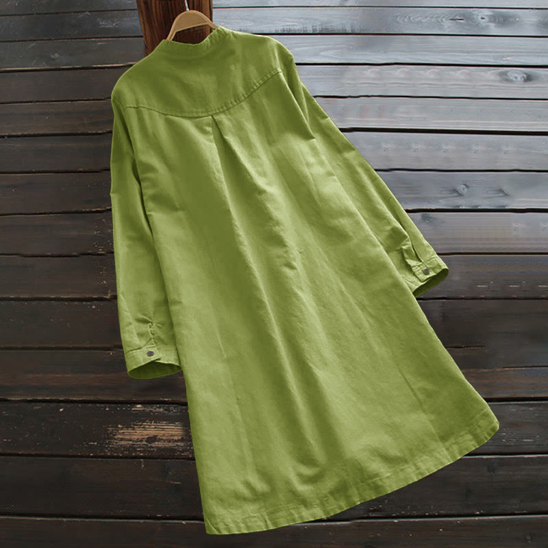Camisa de mujer de manga larga con botones y bolsillos, con estampado de Buddha Stones. - image 9