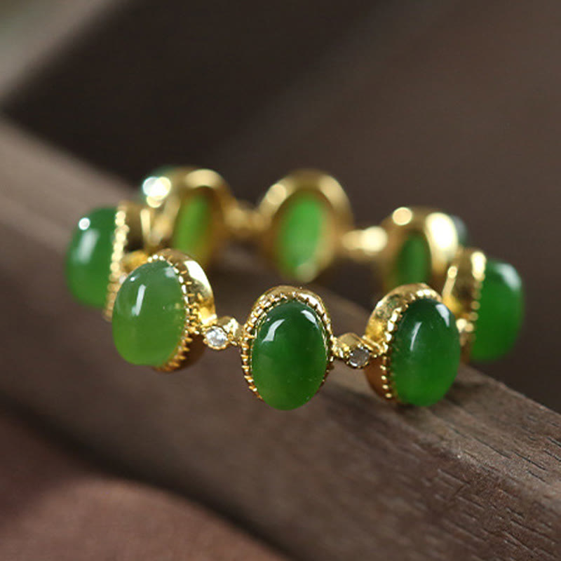 Anillo ajustable curativo con cuentas de jade cian hetiano de plata de ley 925 y Buddha Stones - image 1