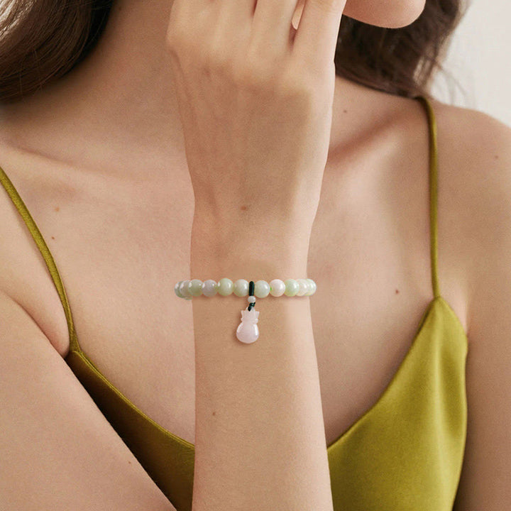 Pulsera de la suerte con amuleto de jade natural y Buddha Stones