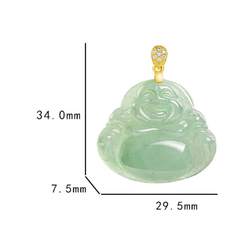 Collar con colgante de cadena de acero y titanio con Buddha Stones, jade natural, Buda sonriente, suerte y prosperidad. - image 12