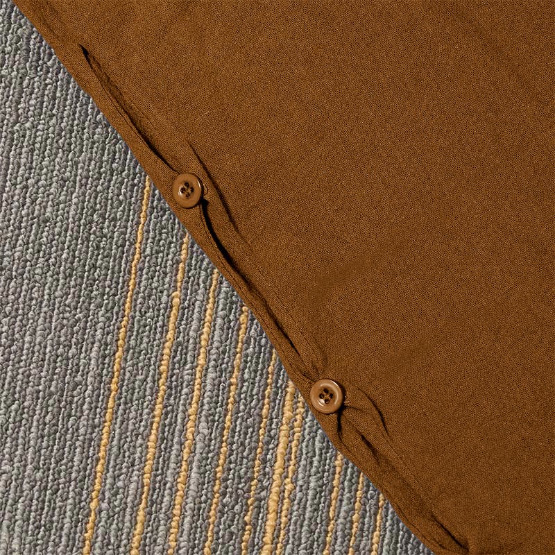 Pantalones de lino y algodón para mujer con diseño casual de Buddha Stones, color puro, con puños abotonados y bolsillos - image 36