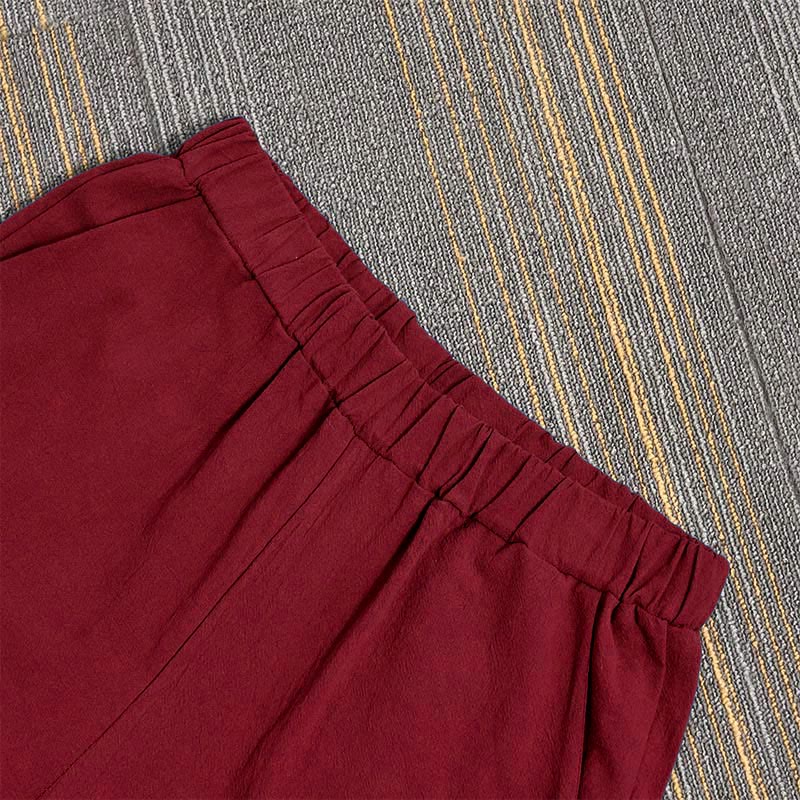 Pantalones de lino y algodón para mujer con diseño casual de Buddha Stones, color puro, con puños abotonados y bolsillos - image 30