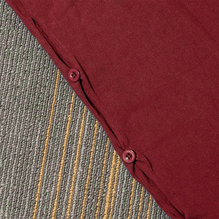 Pantalones de lino y algodón para mujer con diseño casual de Buddha Stones, color puro, con puños abotonados y bolsillos - image 39