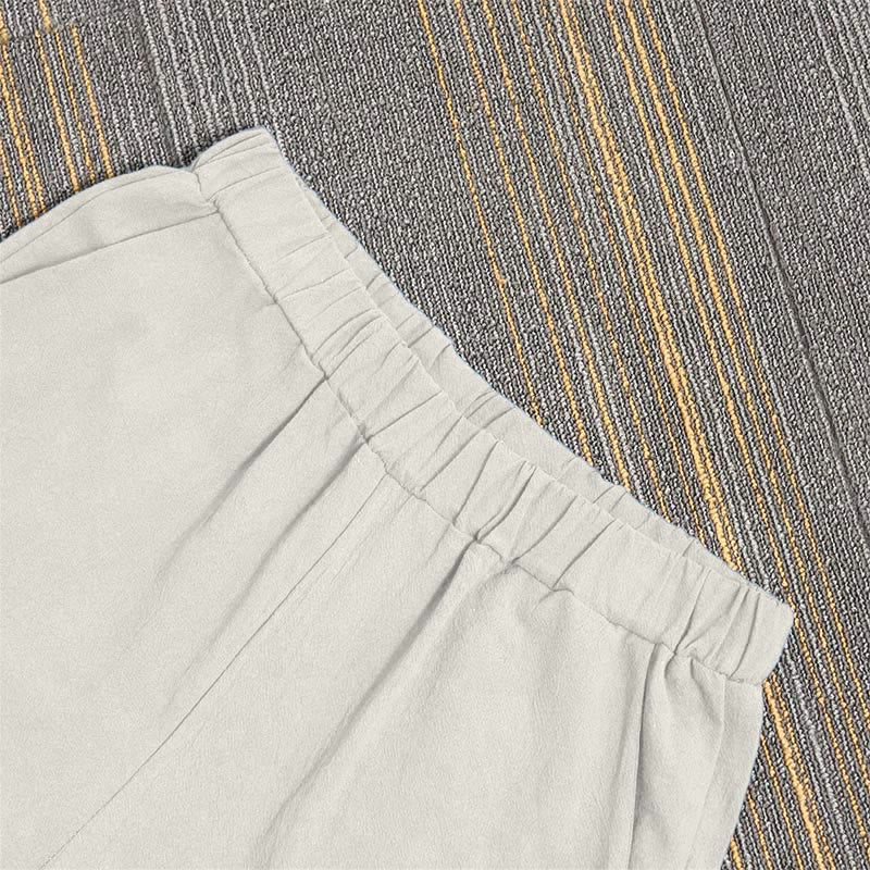 Pantalones de lino y algodón para mujer con diseño casual de Buddha Stones, color puro, con puños abotonados y bolsillos - image 27