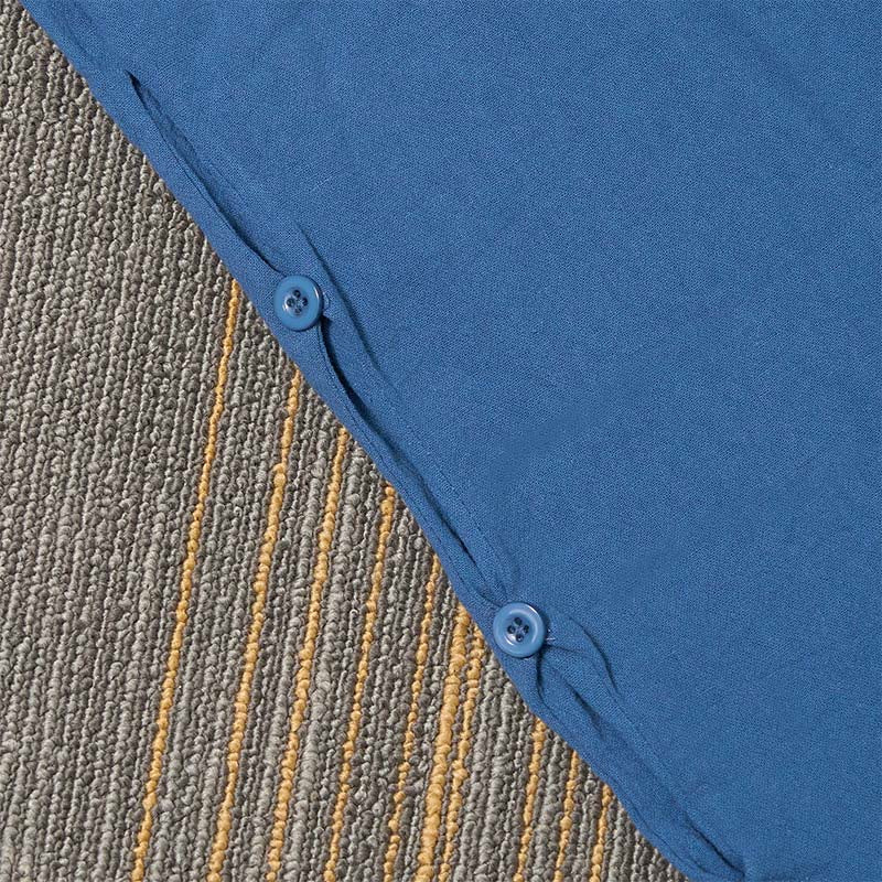 Pantalones de lino y algodón para mujer con diseño casual de Buddha Stones, color puro, con puños abotonados y bolsillos - image 46