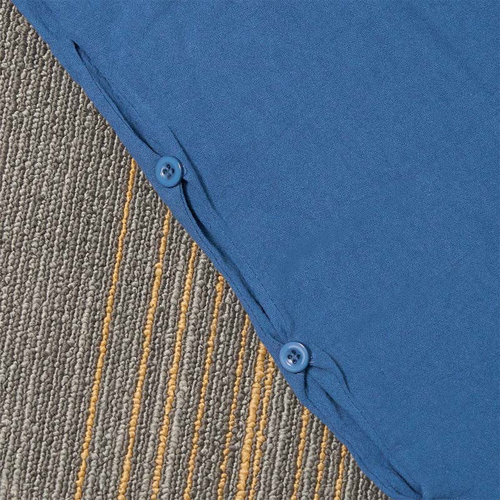 Pantalones de lino y algodón para mujer con diseño casual de Buddha Stones, color puro, con puños abotonados y bolsillos - image 46