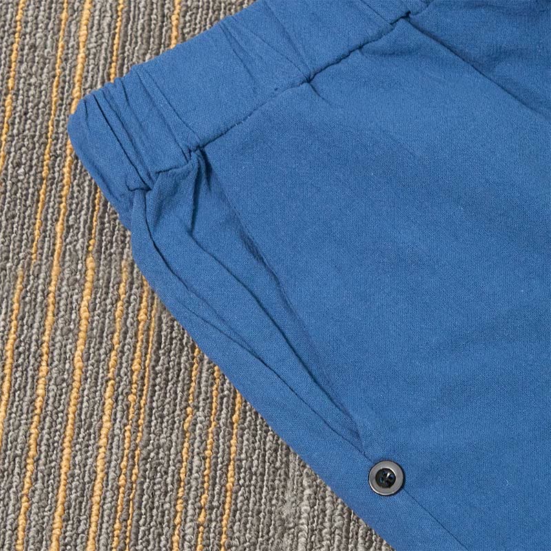 Pantalones de lino y algodón para mujer con diseño casual de Buddha Stones, color puro, con puños abotonados y bolsillos - image 45