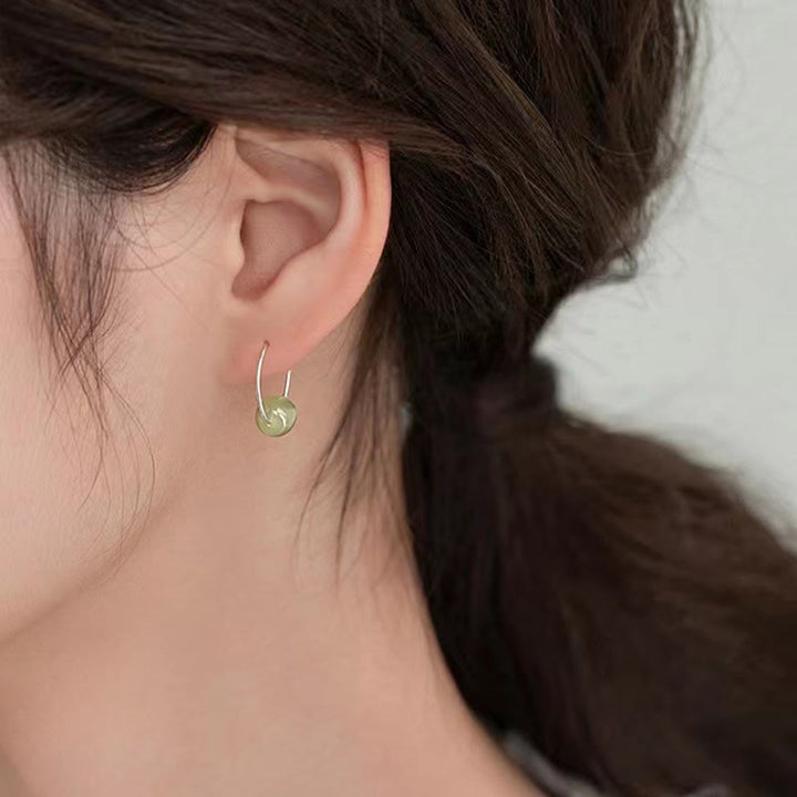 Pendientes de la suerte con cuentas de jade hetiano de plata de ley 925 y piedras de Buddha Stones