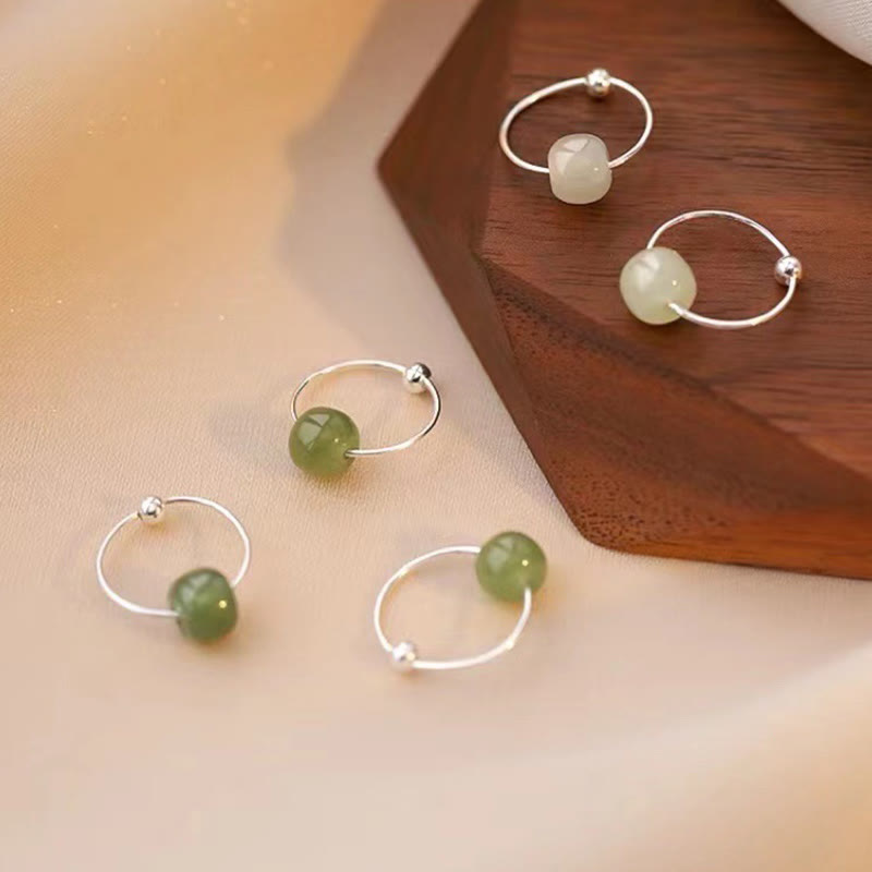 Pendientes de la suerte con cuentas de jade hetiano de plata de ley 925 y piedras de Buddha Stones