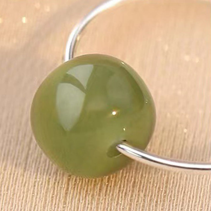 Pendientes de la suerte con cuentas de jade hetiano de plata de ley 925 y piedras de Buddha Stones
