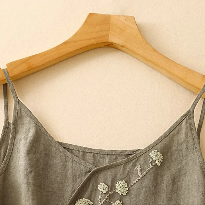 Chaleco sin mangas para mujer con bordado étnico de Buddha Stones y diseño asimétrico - image 2
